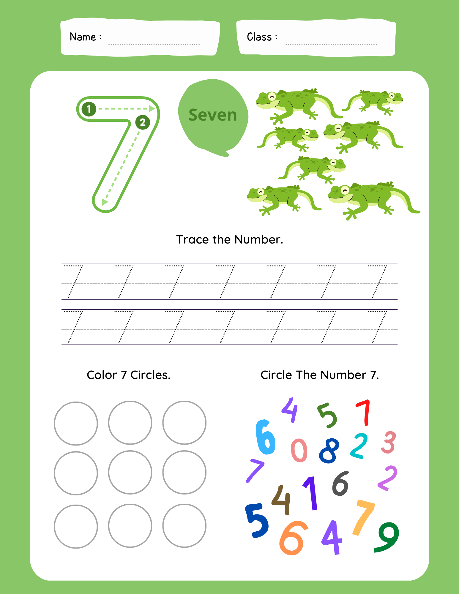 number 7 tracing worksheet